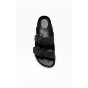 Black Buckle Strap Sandal